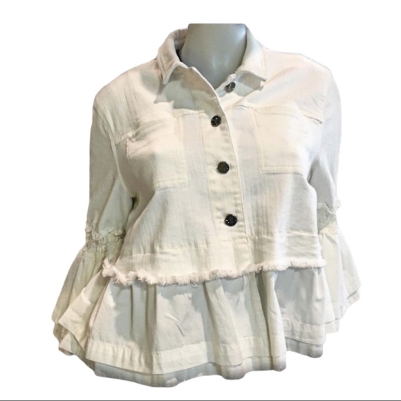 Anthropology “Til Death” skeleton Jean jacket LG - Picture 3 of 5